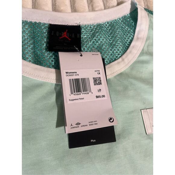 Nike Jordan Essential Mesh Jersey Woman's Top Mint  Size1X  Active - Picture 6 of 8